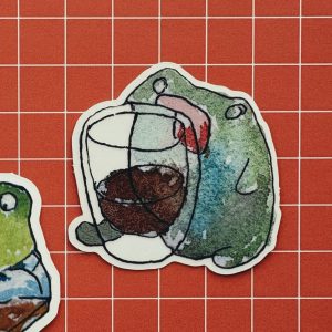 Cute Frog with Coffee Transparent