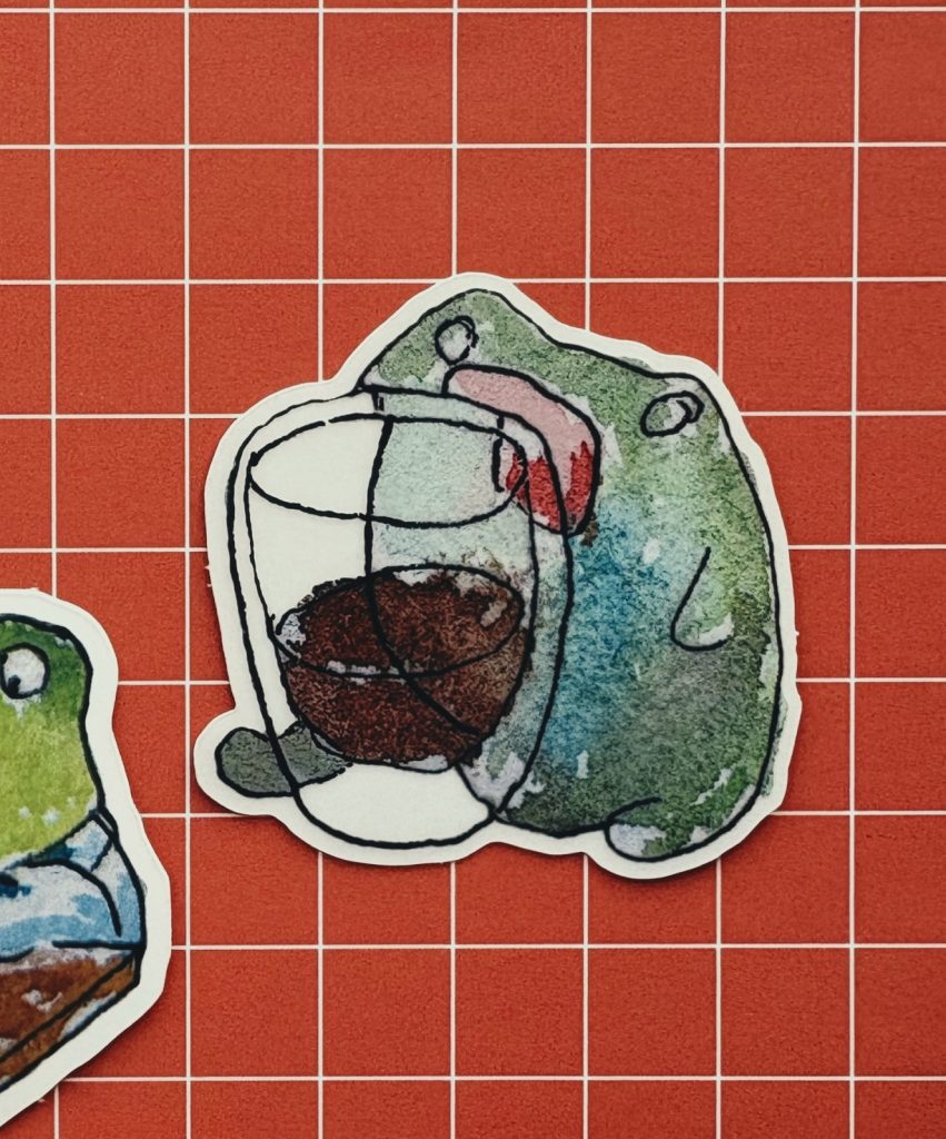 Cute Frog with Coffee Transparent