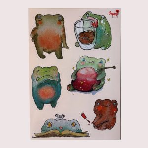 Cute Frogs Vinyl Stiker Sheet 2