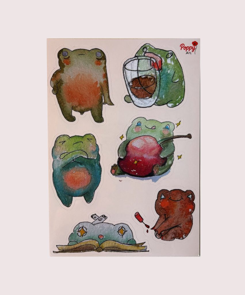Cute Frogs Vinyl Stiker Sheet 2